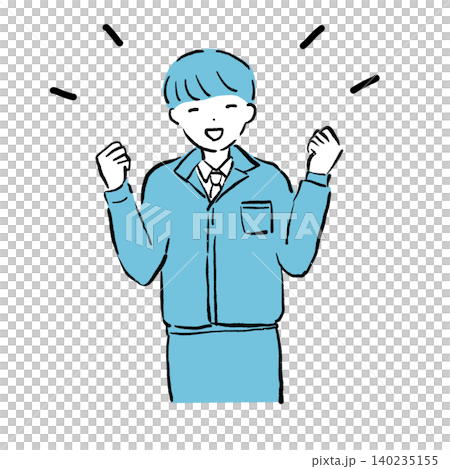 Simple illustration of a cheerful man in work clothes Simple illustration of a cheerful man in work clothes 140235155