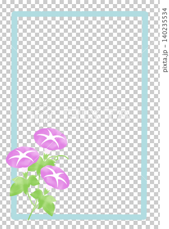 A simple square frame with purple morning glories. 140235534