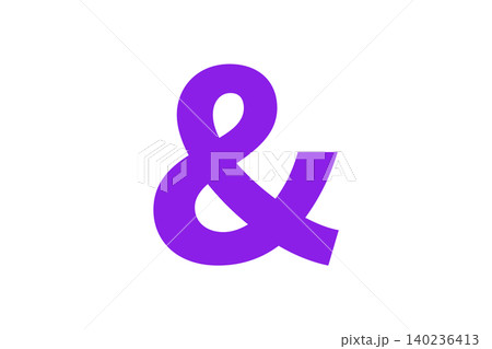 Bold purple ampersand centered ideal for typography, logo design, branding projects, graphic layouts, and creative compositions needing a modern punctuation mark. 140236413