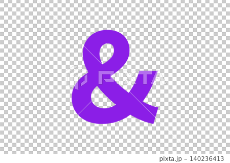 Bold purple ampersand centered ideal for typography, logo design, branding projects, graphic layouts, and creative compositions needing a modern punctuation mark. 140236413