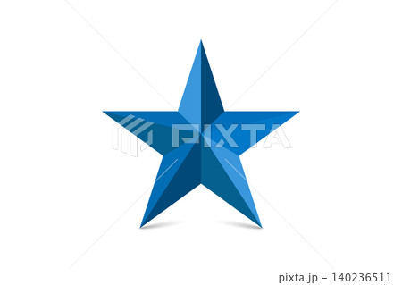 Blue five-point star icon with a faceted 3D appearance and subtle shadow ideal for branding, awards, ratings, logos, decorative graphics, and modern design projects Blue five-point star icon with a faceted 3D appearance and subtle shadow ideal for branding, awards, ratings, logos, decorative graphics, and modern design projects 140236511