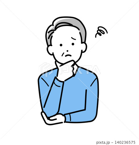 困った表情のシニア男性のイラスト 140236575