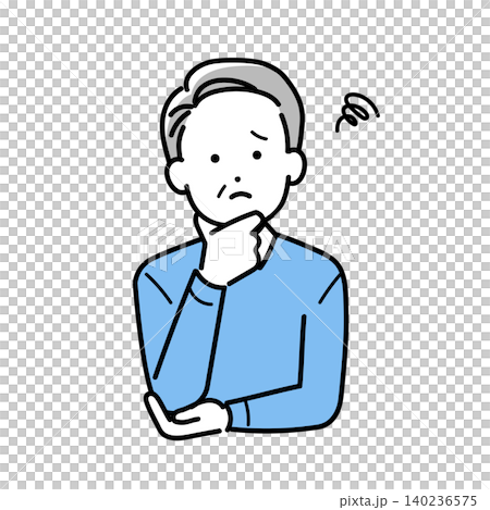 困った表情のシニア男性のイラスト 140236575