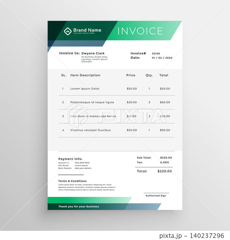 professional green geometric invoice template design professional green geometric invoice template design 140237296
