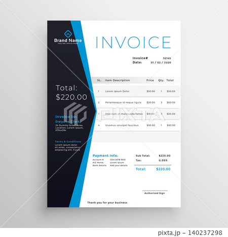 blue modern invoice template design 140237298
