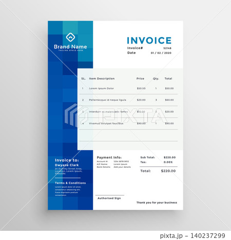 abstract creative blue business invoice template 140237299