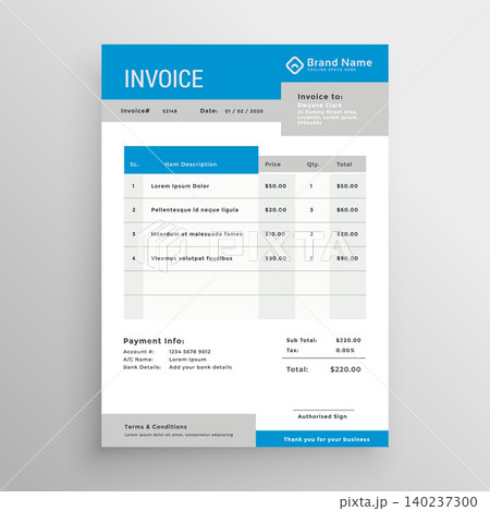blue and gray professional invoice template design blue and gray professional invoice template design 140237300