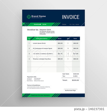 creative blue and green invoice template design creative blue and green invoice template design 140237301