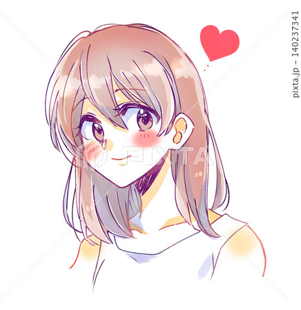 手描きの女の子 笑顔 恋 手描きの女の子 笑顔 恋 140237341