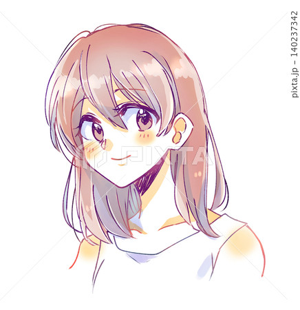 手描きの女の子 笑顔 手描きの女の子 笑顔 140237342