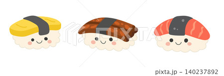 Food sushi cartoon with illustration vector icon for japan design rice. Restaurant fish japanese with food menu isolated for healthy seafood cuisine. Art cute food with meal illustration egg Food sushi cartoon with illustration vector icon for japan design rice. Restaurant fish japanese with food menu isolated for healthy seafood cuisine. Art cute food with meal illustration egg 140237892