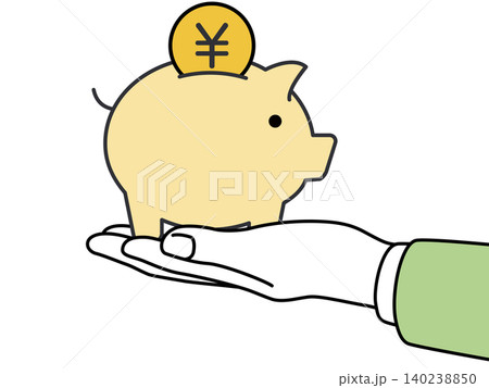 お金と手と円マークとコインを持つ手のイラスト お金と手と円マークとコインを持つ手のイラスト 140238850