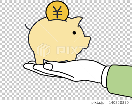 お金と手と円マークとコインを持つ手のイラスト お金と手と円マークとコインを持つ手のイラスト 140238850