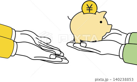 お金と手と円マークとコインを持つ手のイラスト お金と手と円マークとコインを持つ手のイラスト 140238853