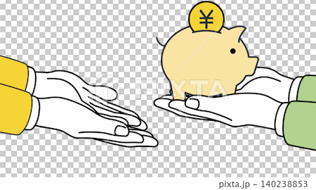 お金と手と円マークとコインを持つ手のイラスト お金と手と円マークとコインを持つ手のイラスト 140238853
