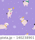 New year seamless pattern with cute goats and holiday elements 140238901
