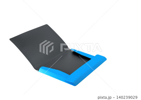 open plastic folder at an angle on a white isolated background 140239029