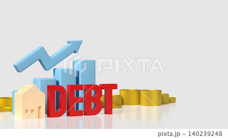 Rising Home Debt With Financial Growth Chart 3d render. Rising Home Debt With Financial Growth Chart 3d render. 140239248