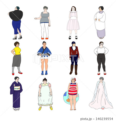 色んな格好をした女性 140239554