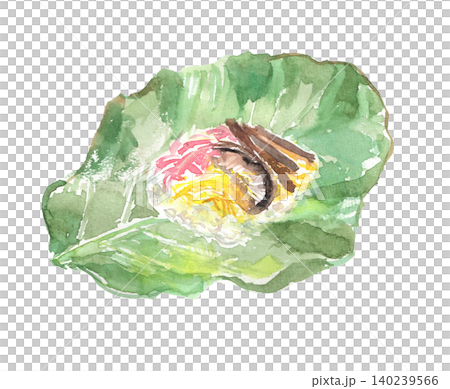 朴葉ずしの水彩イラスト 140239566