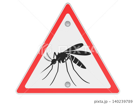 Mosquito triangular red warning sign. 3D rendering 140239789