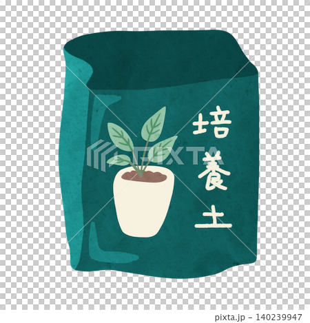 観葉植物の培養土（開封済）　水彩風手描きイラスト 140239947