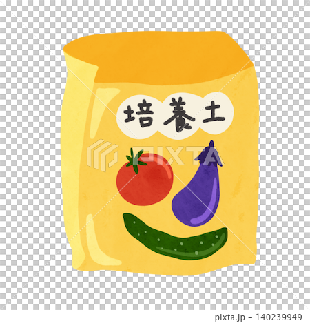 Vegetable potting soil (opened) with watercolor-style hand-drawn illustration Vegetable potting soil (opened) with watercolor-style hand-drawn illustration 140239949