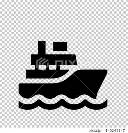 Simple ship pictogram (black) that is easy to use for ferry and port information. 140241147