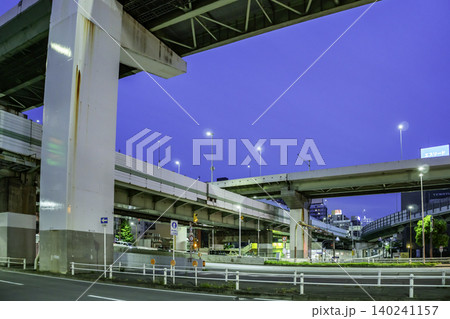 大阪夜景 阪神高速 西船場JCT 大阪府大阪市 大阪夜景 阪神高速 西船場JCT 大阪府大阪市 140241157