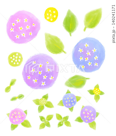 アジサイ、紫陽花、ふんわりやさしい手描き水彩、梅雨の季節の背景、挿絵 アジサイ、紫陽花、ふんわりやさしい手描き水彩、梅雨の季節の背景、挿絵 140241171