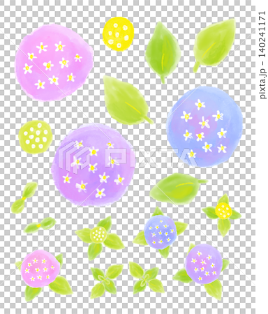 アジサイ、紫陽花、ふんわりやさしい手描き水彩、梅雨の季節の背景、挿絵 アジサイ、紫陽花、ふんわりやさしい手描き水彩、梅雨の季節の背景、挿絵 140241171
