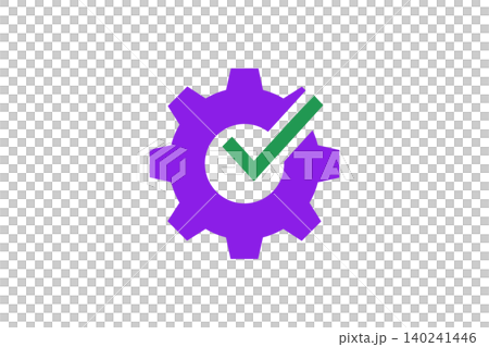 Gear With Green Check Mark Icon Representing System Settings, Configuration, And Successful Verification Gear With Green Check Mark Icon Representing System Settings, Configuration, And Successful Verification 140241446