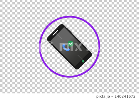 Accepted Incoming Call Icon on Smartphone Screen in Purple Circle Phone Call Verification Concept Accepted Incoming Call Icon on Smartphone Screen in Purple Circle Phone Call Verification Concept 140241672
