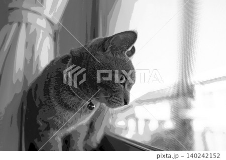スケッチ風 猫 ネコ ねこ キジトラ グレー 雌 メス 雌ねこ 雌ネコ 元気 かわいい 癒し スケッチ風 猫 ネコ ねこ キジトラ グレー 雌 メス 雌ねこ 雌ネコ 元気 かわいい 癒し 140242152