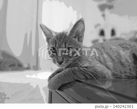 スケッチ風 猫 ネコ ねこ キジトラ グレー 雌 メス 雌ねこ 雌ネコ 元気 かわいい 癒し スケッチ風 猫 ネコ ねこ キジトラ グレー 雌 メス 雌ねこ 雌ネコ 元気 かわいい 癒し 140242301