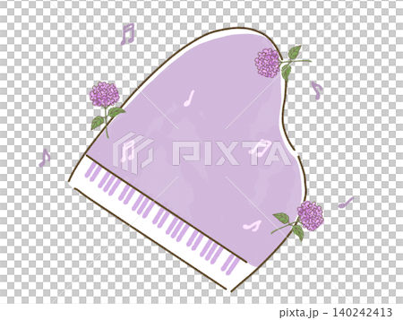 紫陽花と音符とピアノのイラスト 140242413