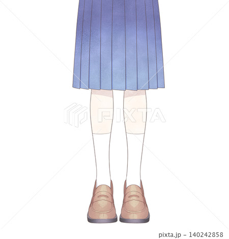 女子学生の足元(膝下スカート・白い靴下) 女子学生の足元(膝下スカート・白い靴下) 140242858