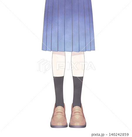 女子学生の足元(膝下スカート・黒い靴下) 女子学生の足元(膝下スカート・黒い靴下) 140242859