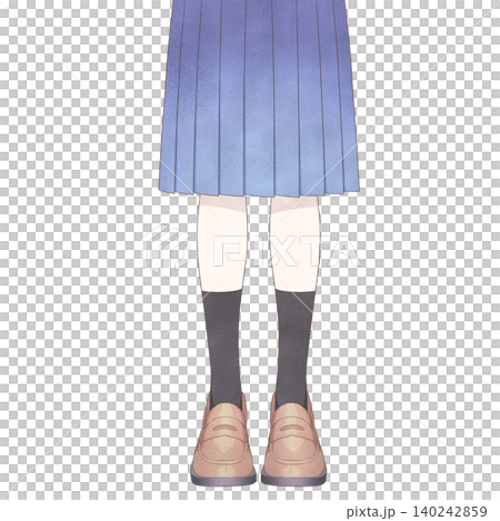 女子学生の足元(膝下スカート・黒い靴下) 女子学生の足元(膝下スカート・黒い靴下) 140242859