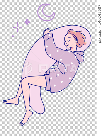 一位動漫風格的女性正在安詳地睡覺。 一位動漫風格的女性正在安詳地睡覺。 140243687