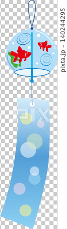A wind chime with a picture of goldfish swimming on it. A wind chime with a picture of goldfish swimming on it. 140244295