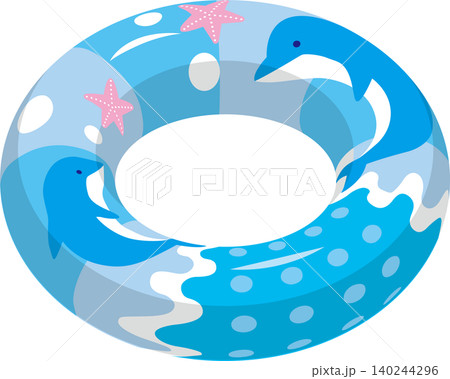 イルカとヒトデの絵が描かれた浮き輪 140244296