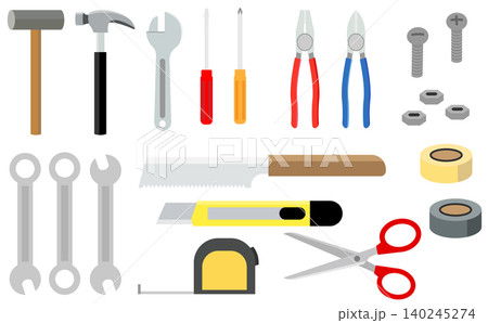 いろいろな種類の工具のシンプルなイラストセット いろいろな種類の工具のシンプルなイラストセット 140245274