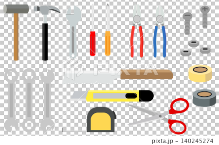 一組各種工具的簡單插圖。 一組各種工具的簡單插圖。 140245274