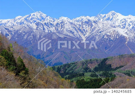 5月の白馬村からの北アルプス 信州の山々 信州の風景 5月の白馬村からの北アルプス 信州の山々 信州の風景 140245685