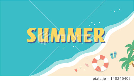 夏のバナー 海の背景イラスト 夏素材 ビーチ、浮き輪、浜辺 ビーチサンダル、 夏のバナー 海の背景イラスト 夏素材 ビーチ、浮き輪、浜辺 ビーチサンダル、 140246402