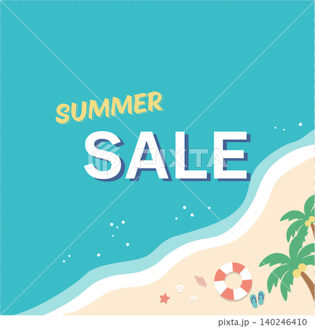 Summer banner, ocean background illustration, summer materials, beach, inner tube, shoreline, flip-flops. Summer banner, ocean background illustration, summer materials, beach, inner tube, shoreline, flip-flops. 140246410