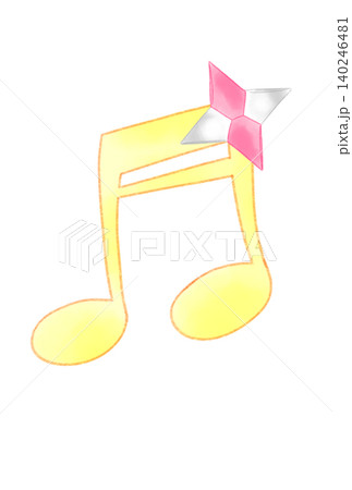 折り紙で作った手裏剣の付いた音符 折り紙で作った手裏剣の付いた音符 140246481