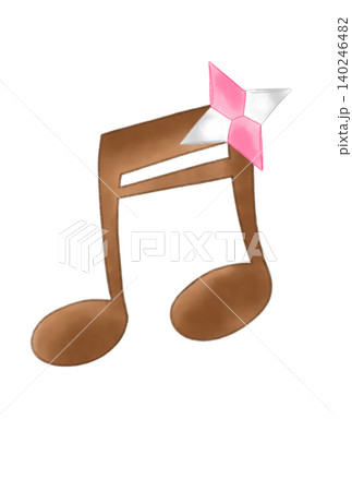 折り紙で作った手裏剣の付いた音符 折り紙で作った手裏剣の付いた音符 140246482