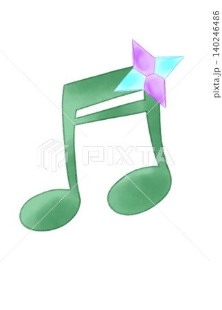 折り紙で作った手裏剣の付いた音符 折り紙で作った手裏剣の付いた音符 140246486